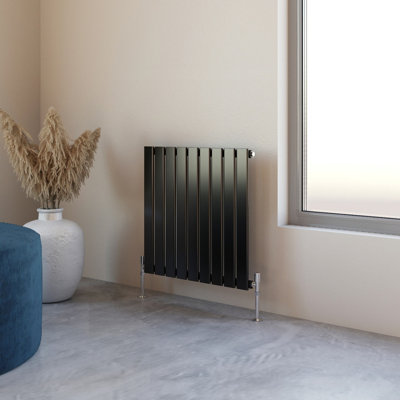 SIMPLE BATHROOMS Black 600x612mm Flat Panel Radiator Single With ...