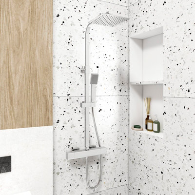 Simple Bathrooms Square Exposed Thermostatic Mixer Shower Set Shower ...
