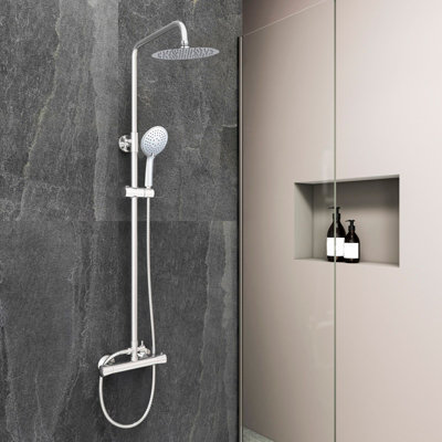 Simple Bathrooms Thermostatic Mixer Shower Set Round Chrome Exposed ...