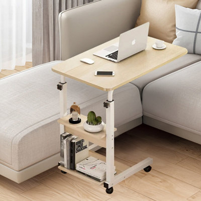 Simple Bedroom Bedside Movable Computer Table with Wheels 60cm(W) x ...