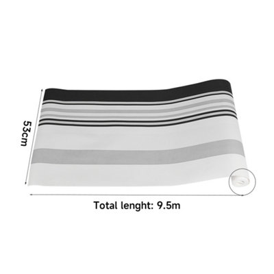 Simple Black White Grey Striped Non Woven Patterned Wallpaper