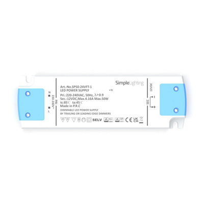 Simple Lighting Dimmable LED driver 24V DC 50W for strip lights ...