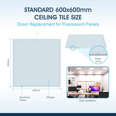 Simple Lighting Square natural white LED panel 600 x 600mm 40W 4000K