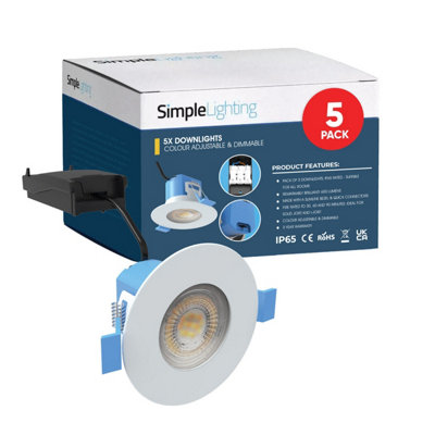 Simple Lighting White Fixed LED fire rated colour adjustable downlight ...