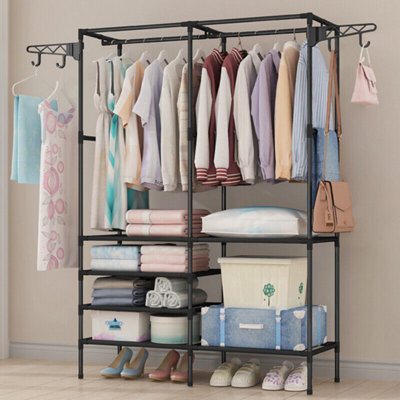 Simple Lightweight Garment Rack,Coat Rack Storage - Black