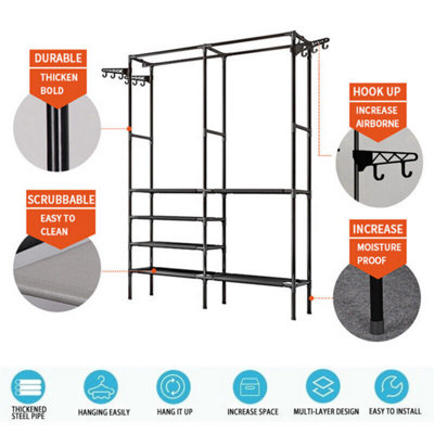 Simple Lightweight Garment Rack,Coat Rack Storage - Black