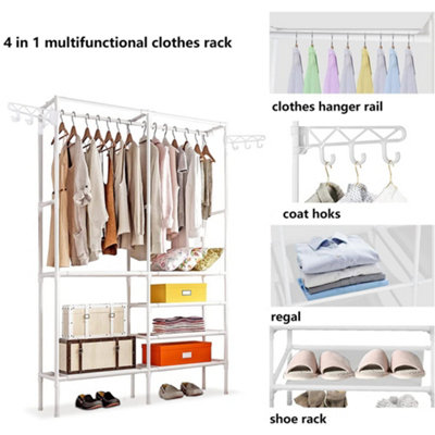 Simple Lightweight Garment Rack,Coat Rack Storage - White