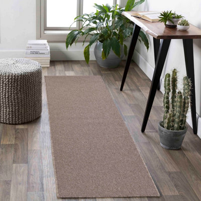 Simple Low Pile Modern Tufted Area Rugs for Living Room with Felt Backing Dark Beige 60x220 cm