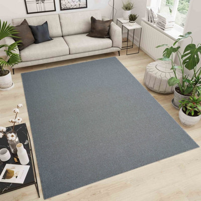 Simple Low Pile Modern Tufted Area Rugs for Living Room with Felt Backing Silver 120x170 cm
