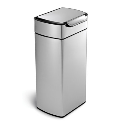 simplehuman 30L Rectangular Touch Bar Kitchen Bin, Stay Open Lid, Fingerprint-Proof, Brushed Stainless Steel