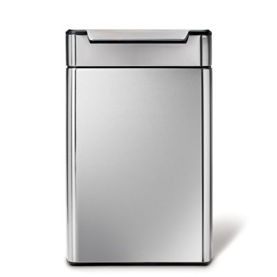 simplehuman 48L (24/24) Rectangular Touch Bar Recycling Kitchen Bin, Stay Open Lid, Fingerprint-Proof, Brushed Stainless Steel