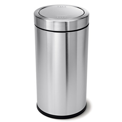 simplehuman 55L Swing Top Bin, Office Business Commercial Bin, Swing Lid, Lift Off Lid, Brushed Heavy-Gauge Stainless Steel