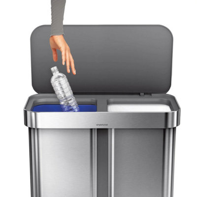 simplehuman 58L Dual Compartment Pedal Bin - Stainless Steel Recycling ...