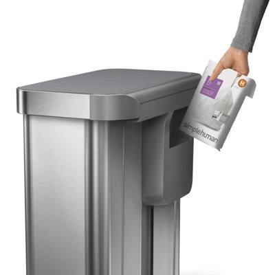 Simplehuman 58L Recycling Rectangular Pedal Bin with Liner Pocket ...