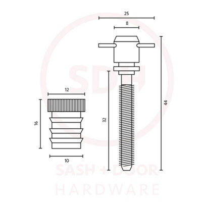 Simplex Solid Brass Fast Baton Rod Screw - Polished Brass