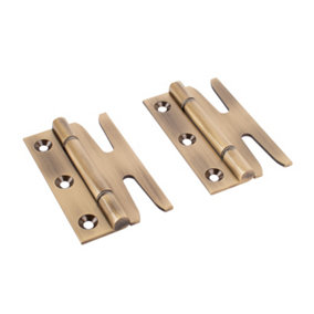 Simplex Solid Brass Hinges with Double Steel Washers (Sold in Pairs) - Antique Brass