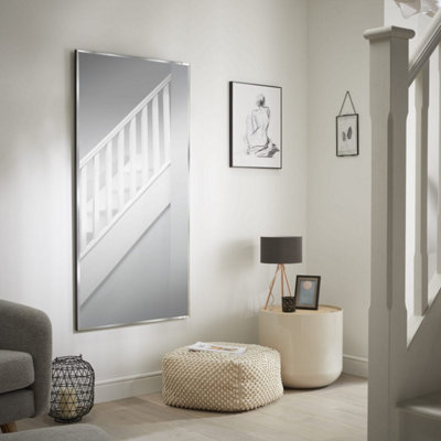 Simplistic Bevelled Edge Wall Mirror - 140cm x 70cm - Black