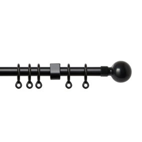Simply 13-16mm Black Curtain Ball Pole Extendable 120-210cm