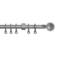 Simply 13-16mm Silver Curtain Ball Pole Extendable 120-210cm