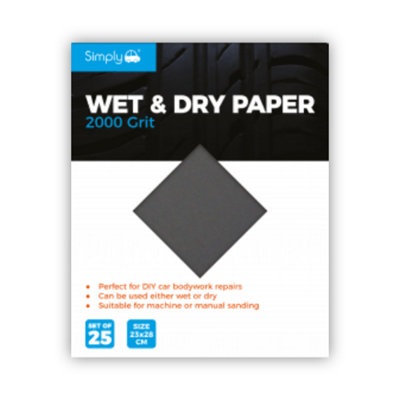 Simply 2000 Grit Wet and Dry Sand Paper 25 Pack