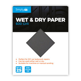 Simply 600 Grit Wet and Dry Sand Paper 25 Pack