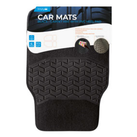 Simply Black Carpet Mat Set with Chevron Heel Pad