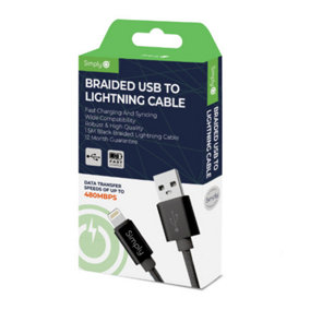 Simply Black iPhone Lightning Phone Charging Charger Cable