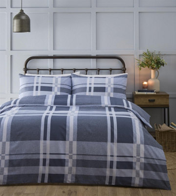 Simply Charlotte Carson Navy Check Duvet Cover Set