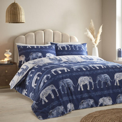 Simply Charlotte Elephant Animal Print Blue Duvet Cover Set