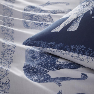 Simply Charlotte Elephant Animal Print Blue Duvet Cover Set