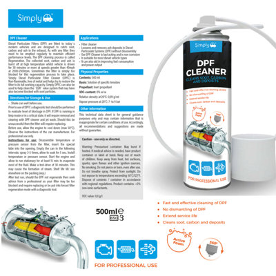 Simply DPF Cleaner Diesel Particulate Filter Cleans Carbon Foam 500ml