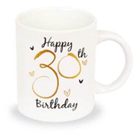 Simply Gifts Foiled Unisex 30th Birthday Mug White, Black, and Gold (One Size)