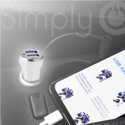Simply White Dual USB Car Charger
