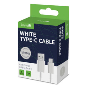 Simply White USB Type C Cable suits Android