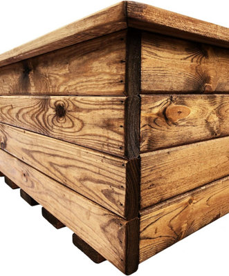 Simply Wood Stained Trough Wooden Garden Planter - Extra Large