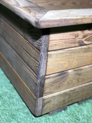 Simply Wood Stained Trough Wooden Garden Planter - Extra Large