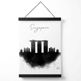 Singapore Watercolour Skyline City Medium Poster with Black Hanger