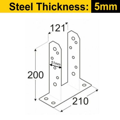 Single 120mm Heavy Duty Hot Dip Galvanised Bolt Down Pergola Post ...