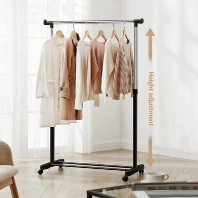 Single Adjustable Coat Garment Hanging Rail Rack