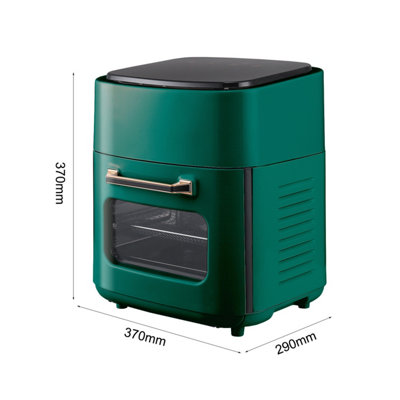Single Basket Green Digital Pannel Large Air Fryer Oven 15L with Timer&Visual Window,Non-Stick Removable Basket