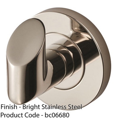 Single Bathroom Robe Hook On Concealed Fix Rose 44.5mm Proj Bright Steel