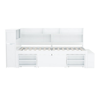 Single Bed 3ft 90x190 cm Multifunctional with Drawers Bookcase Storage ...