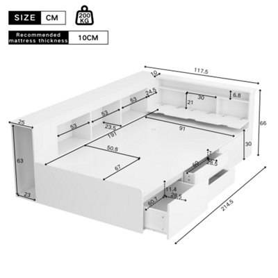 Single Bed-3ft(90x190cm), single bed, multifunctional bed with drawers ...