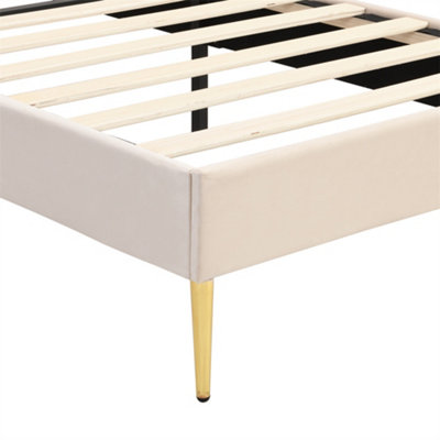 Single Bed-3ft, Shell-like Bed with Golden Iron Legs, Height-adjustable ...
