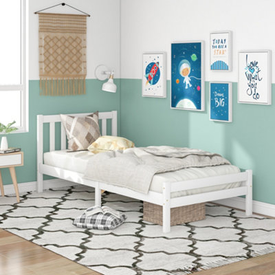 Single Bed 3ft Solid Wooden Bed Frame 90 x 190 cm (White) | DIY at B&Q