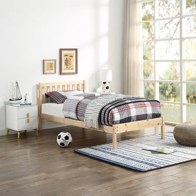 家具 Single bed with free mattress Single Bed Frame Pine 3ft Solid Wooden Bed With Pocket Sprung Mattress