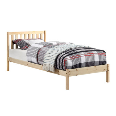 Single Bed Frame Pine 3ft Solid Wooden Bed With Pocket Sprung Mattress