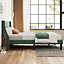 Single Bed Velvet Moss Green 3FT Upholstered Bed  with Winged Headboard, Wood Slat Support