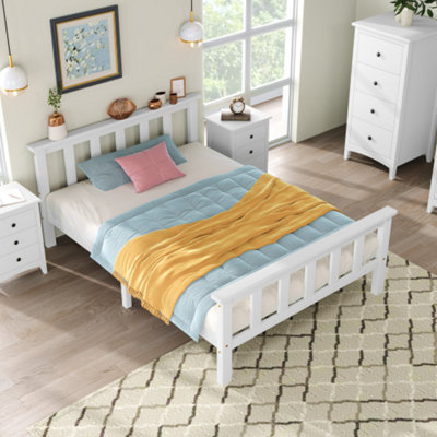 Single Bed White 3ft Solid Pine Wooden Bed Frame for Adults, Kids 190 x ...