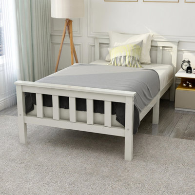 Single Bed White 3ft Solid Pine Wooden Bed Frame for Adults, Kids 190 x ...